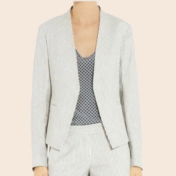 Theory Pinstripe Open Front Lanai Canvas Blazer Size 6 - Picture 1 of 8